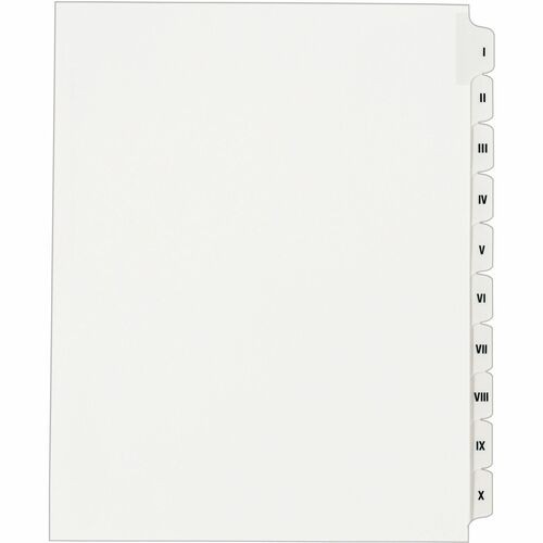PREPRINTED LEGAL EXHIBIT SIDE TAB INDEX DIVIDERS, ALLSTATE STYLE, 10-TAB, I TO X, 11 X 8.5, WHITE, 1 SET