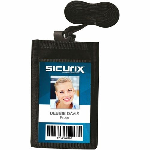 SICURIX ID NECK POUCH, VERTICAL, 3 X 4 3/4, BLACK