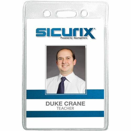 Sicurix Badge Holder, Vertical, 2.75 X 4.13, Clear, 12/pack