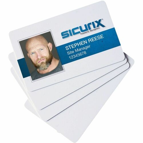Sicurix Blank Id Card, 2 1/8 X 3 3/8, White, 100/pack