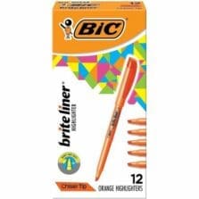 Highlighter, w/ Pocket Clip, Chisel Point, Nontoxic, Orange