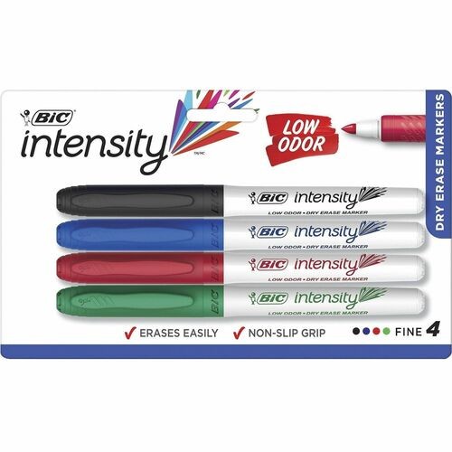 Dry-erase Markers, Fine Point, 4/PK, Black, Blue, Red, Green