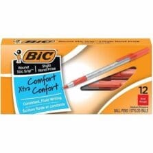 Round Stic Pen, Comfort Grip, Nonrefill, Med Pt, RD Ink