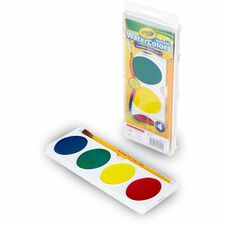 Watercolors, Washable, Plastic Handle Brush, Plastic Box, 4/ST