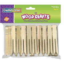 Clothespins, Wood, 3-3/4"L, 40/PK, Natural