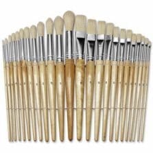 Paint Brushes, Hog Bristles, Wood, 12 Round/12 Flat, 24/Set, NL