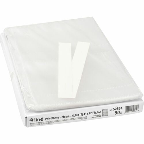 Photo Holders, Side Load, Holds 4 Photos, 4"x6", 50/BX, CL