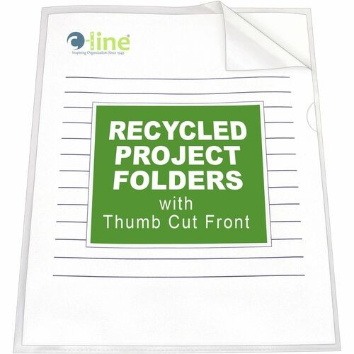 POLY PROJECT FOLDERS, LETTER SIZE, CLEAR, 25/BOX