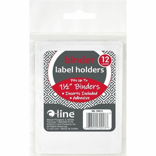 Self-Adhesive Ring Binder Label Holders, Top Load, 1 x 2,81, Clear, 12/Pack