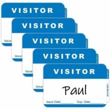 Visitor Name Badges, 3-1/2"x2-1/4", 100/BX, Blue