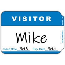 Visitor Name Badges, 3-1/2"x2-1/4", 100/BX, Blue