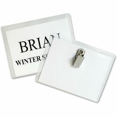 Name Badge Kits, Top Load, 3 1/2 X 2 1/4, Clear, 50/box