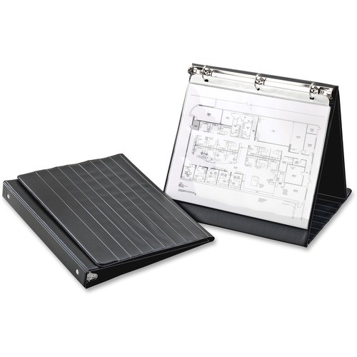 EASEL ROUND RING BINDER, 3 RINGS, 1" CAPACITY, 11 X 8.5, BLACK
