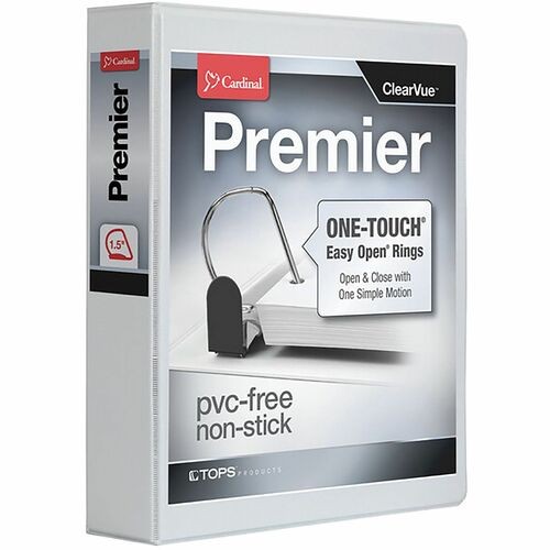 PREMIER EASY OPEN CLEARVUE LOCKING SLANT-D RING BINDER, 3 RINGS, 1.5" CAPACITY, 11 X 8.5, WHITE