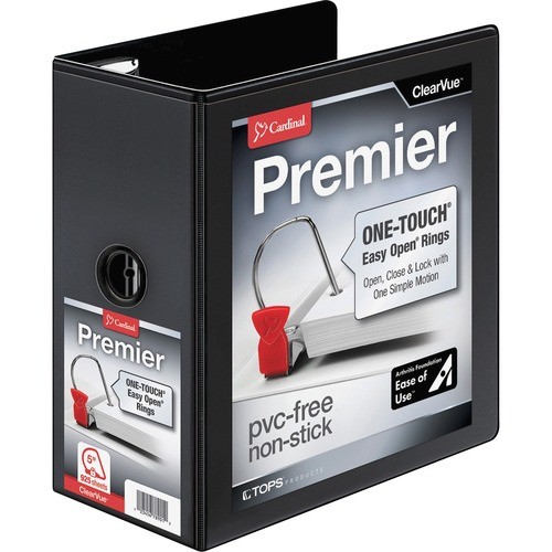 Premier Easy Open Clearvue Locking Slant-D Ring Binder, 3 Rings, 5" Capacity, 11 X 8.5, Black