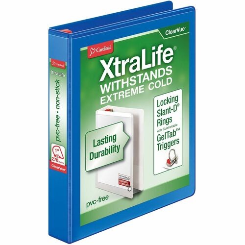 Clearvue Binder, D-Ring, 1" Capacity, 11"x8-1/2", Blue