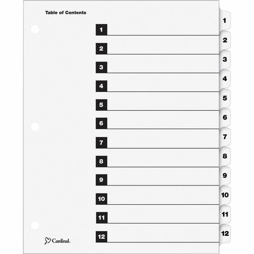 One Step Index System, Numbered 1-12, 12 Tabs, Clear