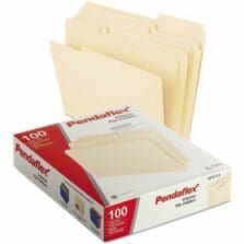 Interior Folder, 1/3 Tab Cut, Letter, 10/BX, Manila