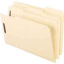 File Folders, 1/3 Cut Tab, 2 Fasteners, Legal, 50/BX, Manila