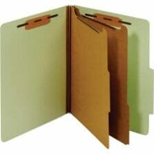 Classification Folder, 2 Partitions, Letter, Green
