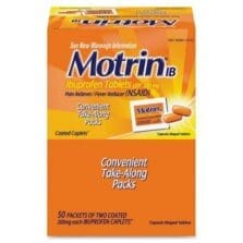 Motrin IB Tablets, Pain Reliever, 2/PK, 50/BX, Orange