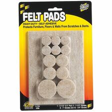 Felt Pads, Round, Assorted Sizes Combo, 25/PK, Beige