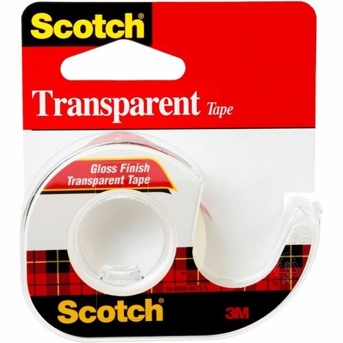 TRANSPARENT TAPE IN HANDHELD DISPENSER, 1" CORE, 0.5" X 37.5 FT, TRANSPARENT