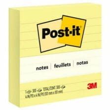 Post-it Note Pad, Lined, 4"x4", 300 Sh/PD, 1/PD, Yellow