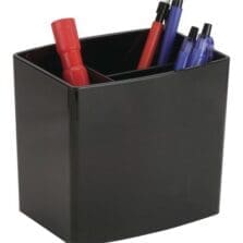 Pencil Holder, Large, 3 Compartments, 5"x3-3/4"x4-1/2", Black