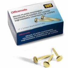 Roundhead Fastener, 1" Shank, 3/8" Head, Brass Pltd, 100/BX