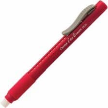 Clic Eraser, Retractable, Pocket Clip, Red Barrel