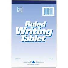 Writing Tablet, 6"x9", 100 Sheets, Wide, White