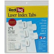Laser Print Index Tabs, Bulk, 1-1/8"x1-1/4", 375/PK, White