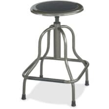 Diesel Industrial Stool, Backless, Supports Up to 250 lb, 22" to 27" Seat Height, Black Seat, Pewter Base