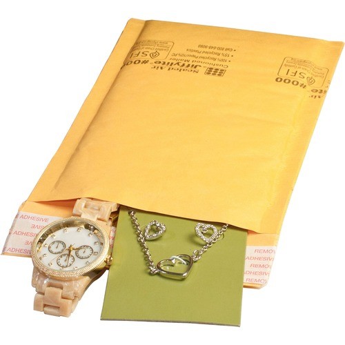 Jiffylite Self-Seal Bubble Mailer, #000, Barrier Bubble Air Cell Cushion, Self-Adhesive Closure, 4 x 8, Brown Kraft, 25/CT