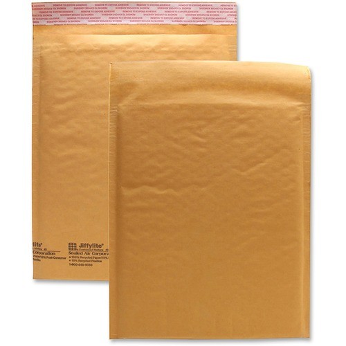 Jiffylite Self-Seal Bubble Mailer, #2, Barrier Bubble Air Cell Cushion, Self-Adhesive Closure, 8.5 x 12, Brown Kraft, 25/CT
