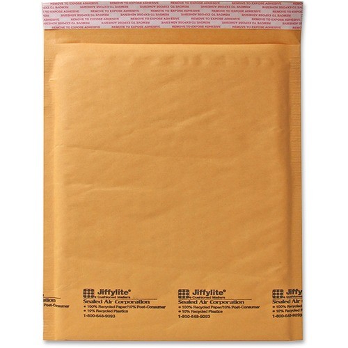Jiffylite Self-Seal Bubble Mailer, #6, Barrier Bubble Air Cell Cushion, Self-Adhesive Closure, 12.5 x 19, Brown Kraft, 50/CT