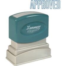 Pre-Inked Stamp "Approved", 1/2"x1-5/8" Impression, Blue Ink
