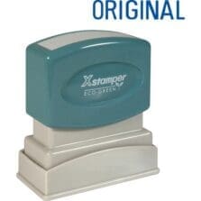 "Original" Pre-ink Stamp, 1/2"x1-5/8" Impression, Blue Ink
