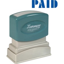 "Paid" Ink Stamp, 1/2"x1-5/8", Blue Ink