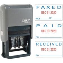 Self-Inking Message Dater, Paid/Faxed/Received, Blue/Red
