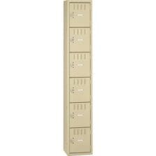 6 Tier Box Locker, 1 Wide, 12"Wx18"Dx72"H, Sand
