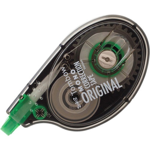 MONO Original Correction Tape, Non-Refillable, 0.17" x 32.83 ft, White Tape, Translucent Smoke/Green Dispenser
