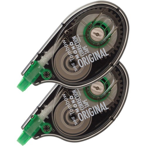 MONO Original Correction Tape Value Pack, Non-Refillable, 0.17" x 32.83 ft, Translucent Smoke/Green Dispenser, 2/Pack