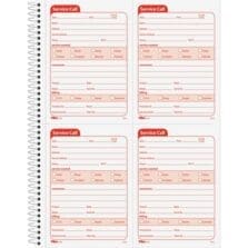 Service Call Book, 11"x8-1/4", 2-Part, 200Sets/BK, WE/RD