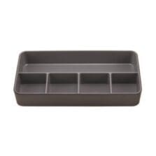 Fusion Five-Compartment Plastic Accessory Holder, Plastic, 12.25 x 6 x 2, Black/Gray