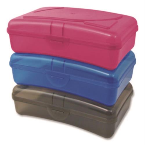 Plastic School Box, 1 Compartment, 8 x 5.13 x 2.13, Randomly Assorted Colors