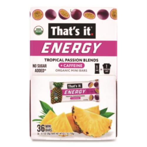 Organic Energy Bars, Tropical Passion Blend, 0.7 oz Bar, 36/Box