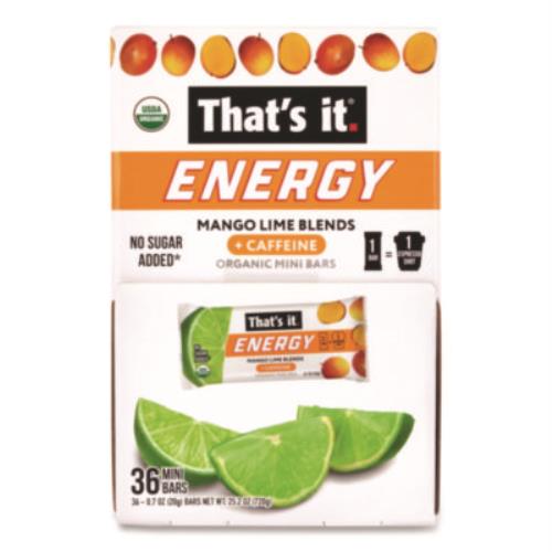 Organic Energy Bars, Mango Lime, 0.7 oz Bar, 36/Box