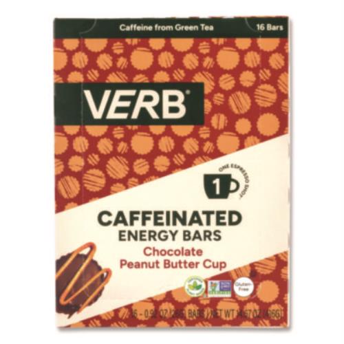Caffeinated Energy Bar, Chocolate Peanut Butter Cup, 0.92 oz Bar, 16/Box